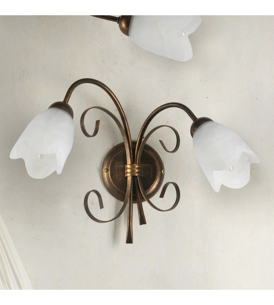 APPLIQUE 2 LUCI ONLI "ODINO" BRONZO E14